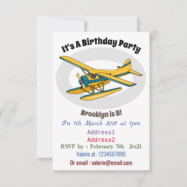Invitation Illustration d'hydravion (Devant)