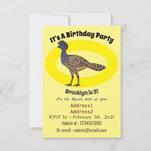 Invitation Illustration d'oiseau de curassow (Devant)