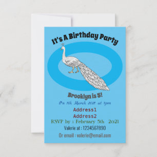 Invitation Illustration d'oiseau de paon blanc