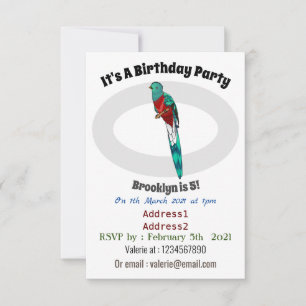 Invitation Illustration d'oiseau de quetzal resplendissant