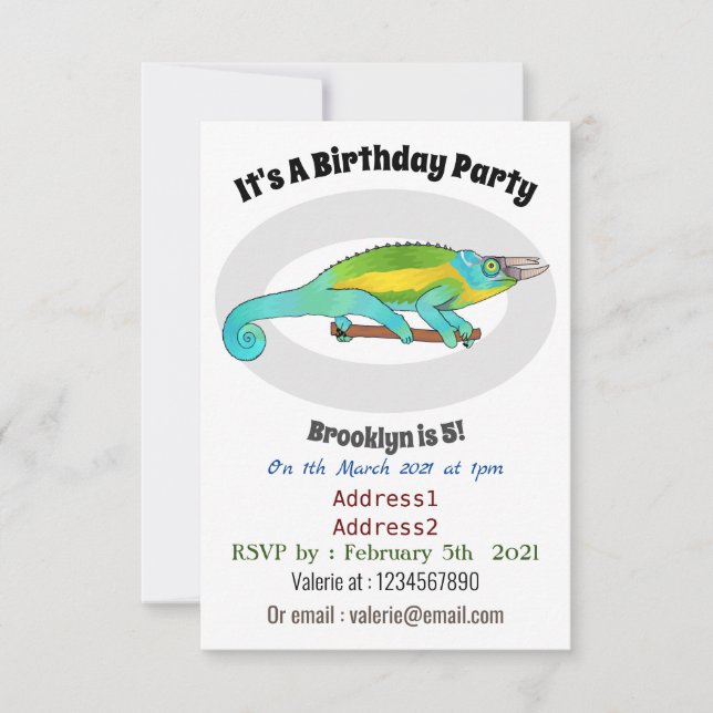 Invitation Illustration du caméléon de Jackson (Devant)