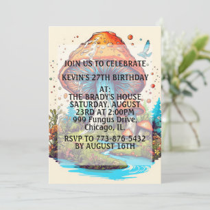 Invitation Illustration du champignon d'art Fête d'anniversai