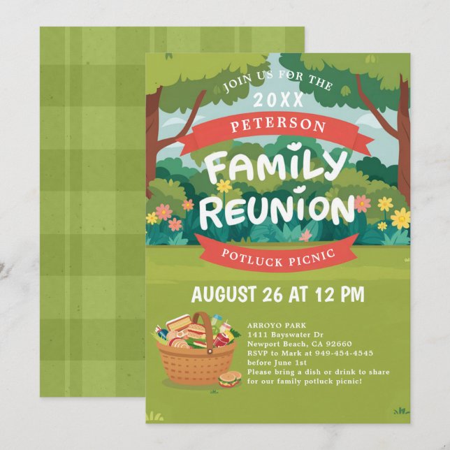 Invitation Illustration du pique-nique d'été de la Réunion fa (Devant / Derrière)