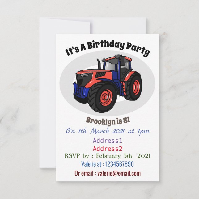 Invitation Illustration du tracteur (Devant)