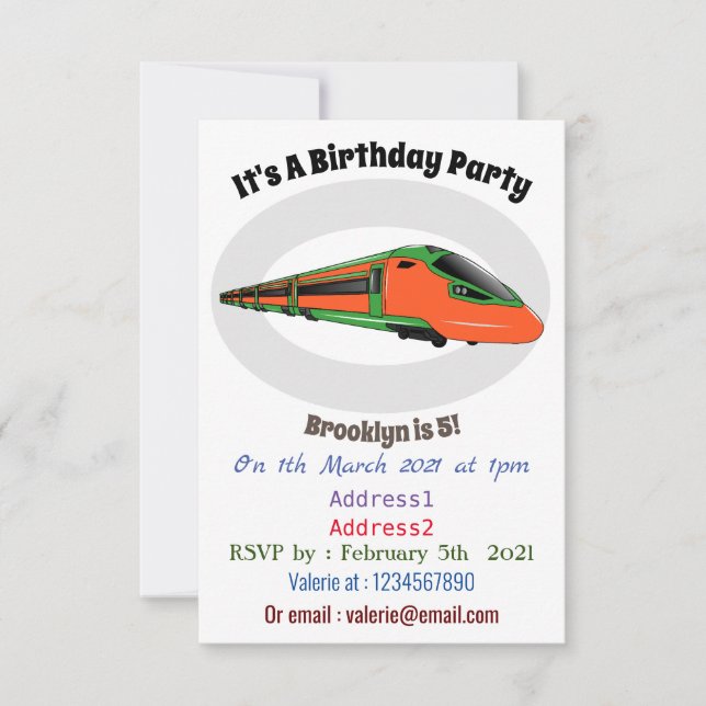 Invitation Illustration du train à balles (Devant)