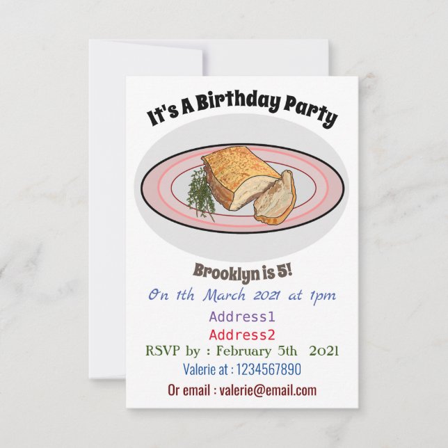 Invitation Illustration du ventre de porc rôti (Devant)