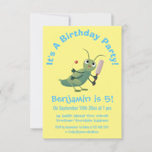 Invitation Illustration d'un insecte du cricket vert mou