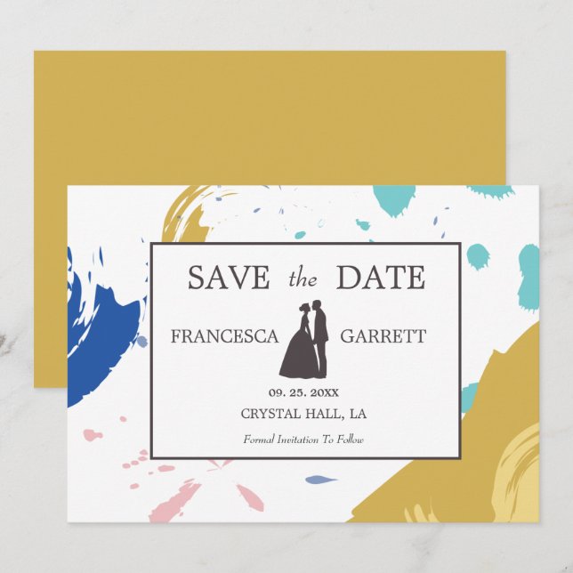 Invitation Illustration d'un trait de pinceau coloré (Devant / Derrière)