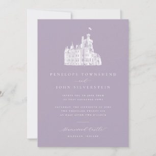 Invitation Illustration Élégante Mariage Château Lavande