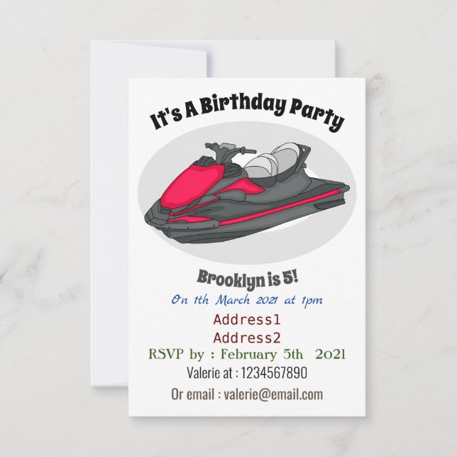Invitation Illustration Jet ski (Devant)