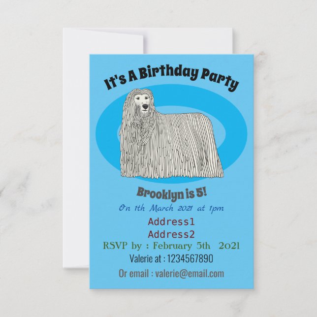 Invitation Illustration Komondor pour chien (Devant)