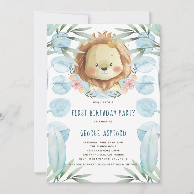 Invitation Illustration Lion Anniversaire (Devant)