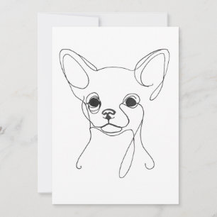 Invitation Illustration minimaliste de Chien Chihuahua peint