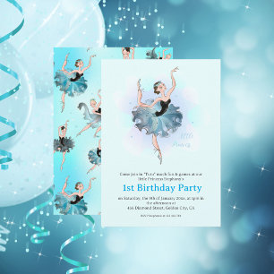 Invitation Illustration pastel pour le 1er anniversaire de la