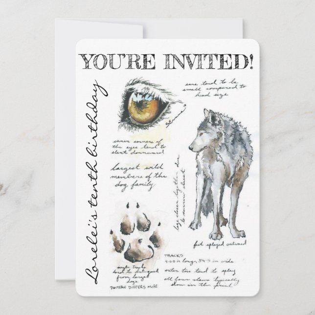 Invitation Illustration personnalisé Canis Lupus Loup Invitat (Devant)