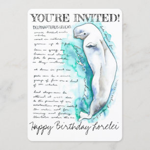 Invitation Illustration personnalisée de baleine béluga pour 