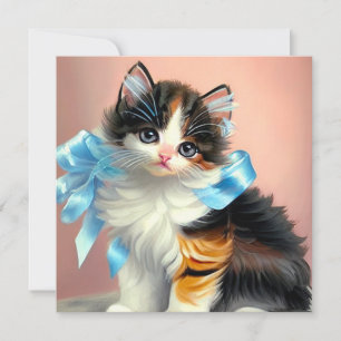 Invitation Illustration vintage Calico Kitten