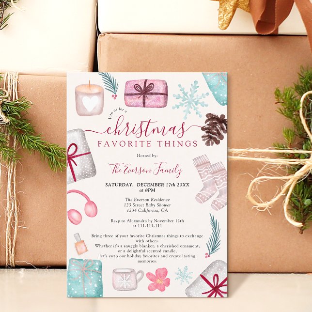 Invitation Illustrations amusantes Noël favoris choses (Fun illustrations christmas favorite things Invitation)
