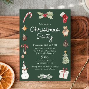 Invitation Illustrations aquarelles mignonnes Fête de Noël