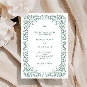 Invitation Illustrations botaniques   Mariage Vert Sauge