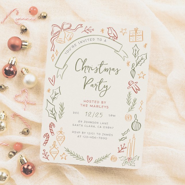 Invitation Illustrations rétro de Whimsical Noël (Créateur téléchargé)