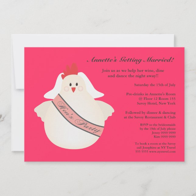 Invitation illustré par poulet drôle de la partie (Devant)