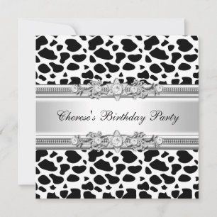 Invitation Image de diamant à impression de vache pour fête d
