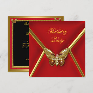 Invitation Image Papillon de fête d'anniversaire Rouge profon