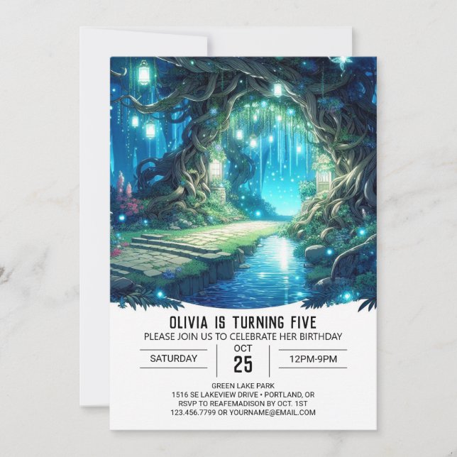 Invitation Imaginaire Adorable Woodland Digital Anniversaire (Devant)