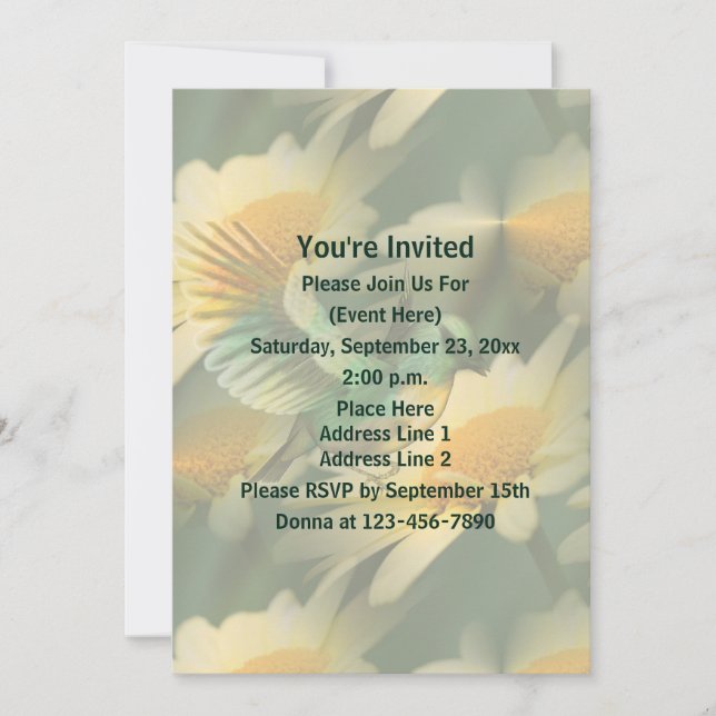 Invitation Imaginaire Bird On Daisies Floral Party (Devant)