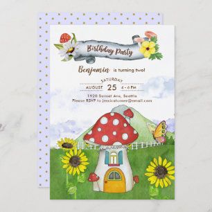 Invitation Imaginaire Bleu Woodland Toadstool House Amusant A