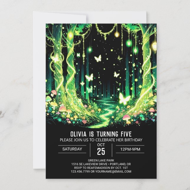 Invitation Imaginaire brillant Woodland Digital Anniversaire (Devant)