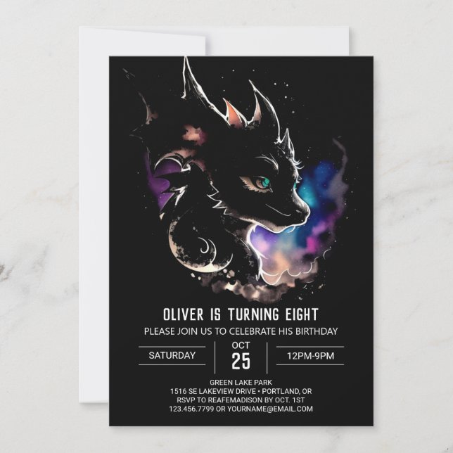 Invitation Imaginaire du dragon cosmique Anniversaire (Devant)