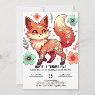 Invitation Imaginaire Editable Fox Digital Anniversaire