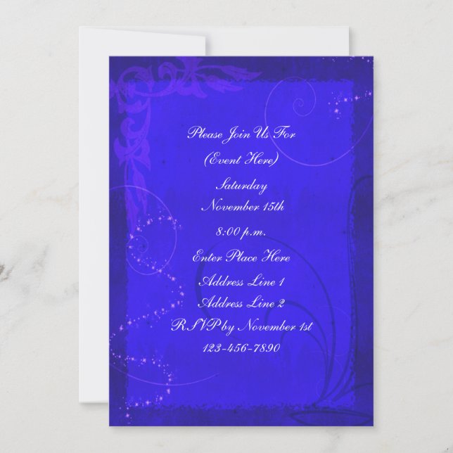 Invitation Imaginaire Electric Blue Swirl Design (Devant)