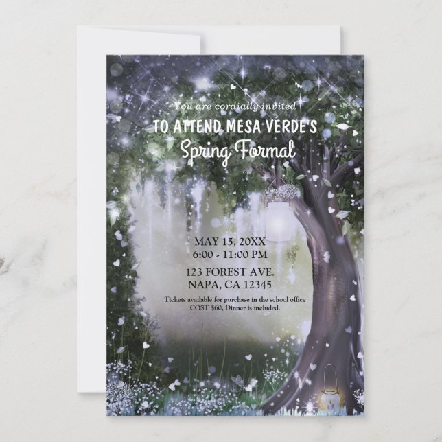 Invitation Imaginaire Enchanted Lavender Love Forest Prom Dan (Devant)