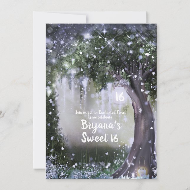 Invitation Imaginaire Enchantée Lavande Love Forest Sweet 16  (Devant)