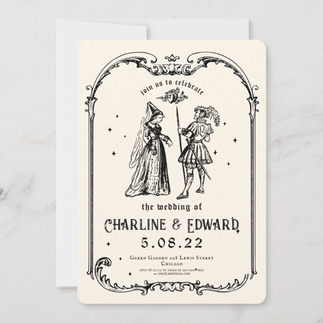 Invitation Imaginaire Engraving Art Mariage médiéval (Devant)