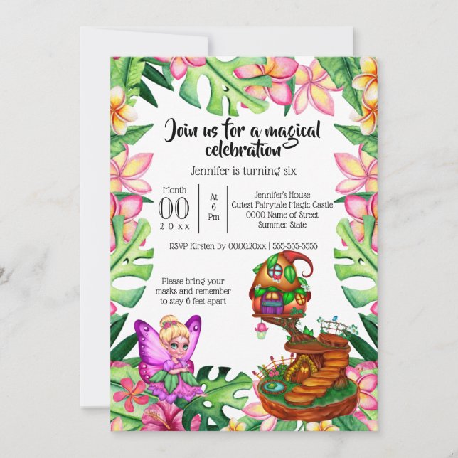 Invitation Imaginaire fée maison de fleurs tropicales goblin  (Devant)