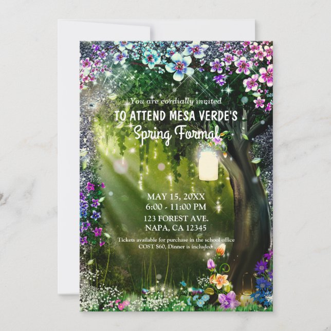 Invitation Imaginaire Forêt Enchantée Fleurs de Forêt Prom (Devant)