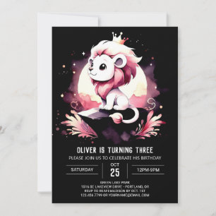Invitation Imaginaire Lion lunaire Anniversaire