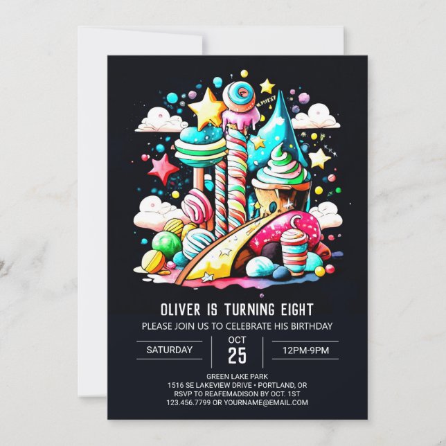 Invitation Imaginaire Lollipop Candy Anniversaire (Devant)
