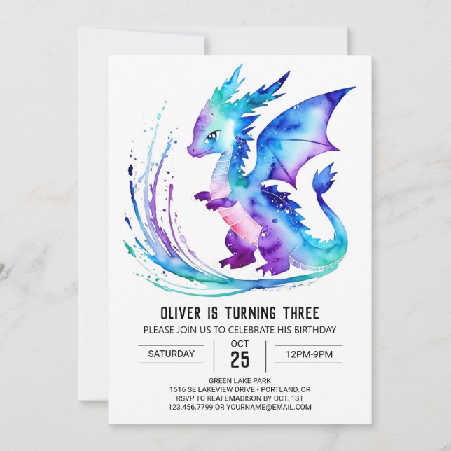 Invitation Imaginaire magique Dragon Digital Boy Anniversaire (Devant)