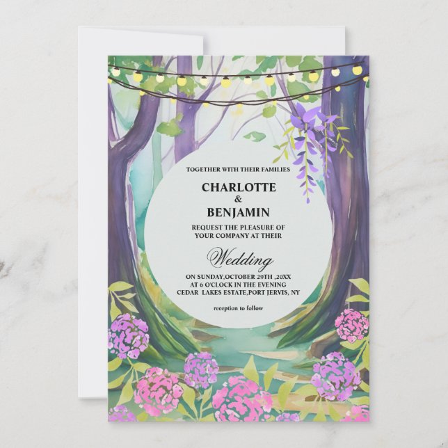 Invitation Imaginaire Magique Enchanted Mariage de forêt (Devant)
