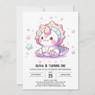 Invitation Imaginaire mignon Dinosaur 1er anniversaire