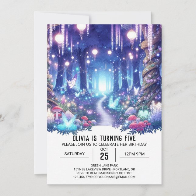 Invitation Imaginaire mignon Woodland Digital Birthday (Devant)