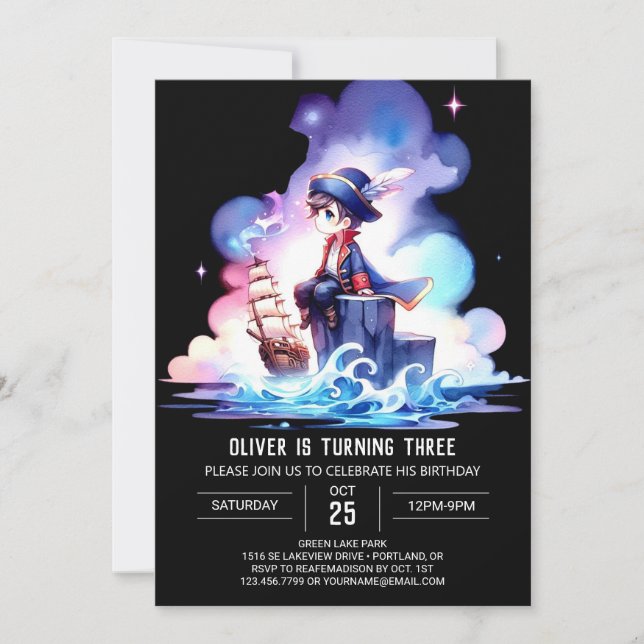 Invitation Imaginaire Modèle Pirate Anniversaire (Devant)