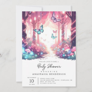 Invitation Imaginaire moderne Baby shower forestier enchanté