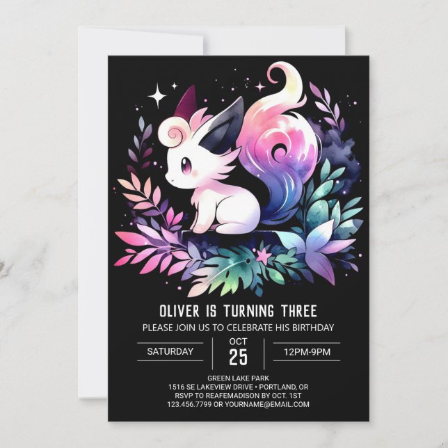 Invitation Imaginaire moderne Chat Anniversaire (Devant)