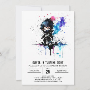 Invitation Imaginaire Personnalisé Ninja Boy Anniversaire num